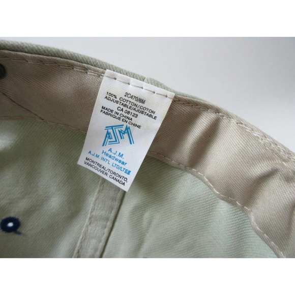 Pile Base Contractors Hat Ball Cap Khaki Blue Slide Clasp Adjustable Embroidered - Picture 8 of 8